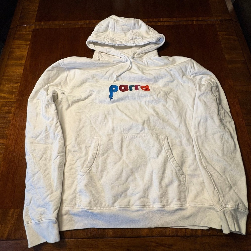 Parra Embroidered Logo Pullover Hoodie White XL‎ Made in Portugal
